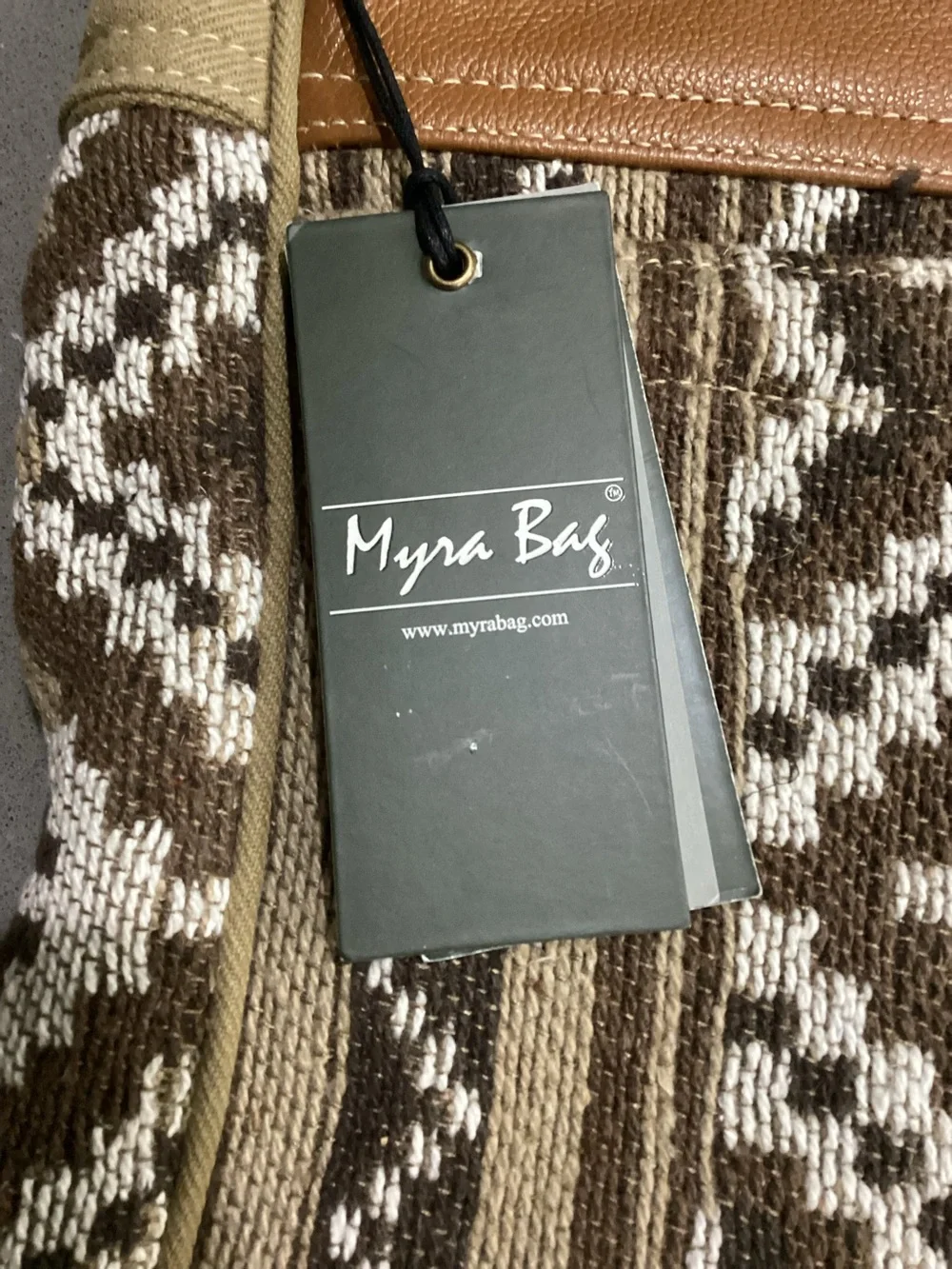 Myra Bag Leather Hair Trim Canvas Woven Crossbody Shoulder Bag Elisa